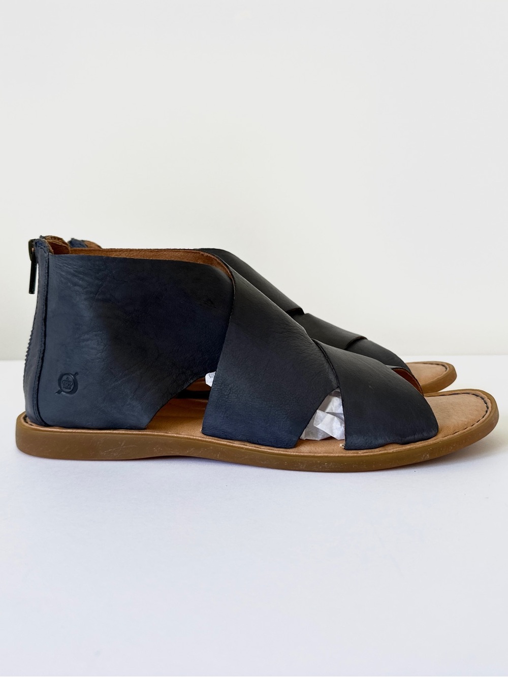 NWOT Born Iwa Leather Sandal in Navy Marine - Picture 5 of 9